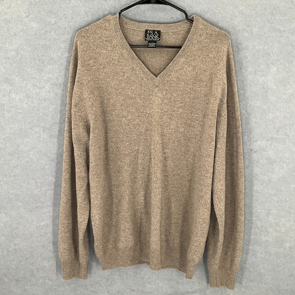 Jos A Bank Travelers Collection Mens Cashmere Sweater Sz L VNeck Luxury Capsule